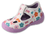 Befado Light Gray Daycare Slippers / Sneakers with Flowers Pattern - HONEY | 630P020
