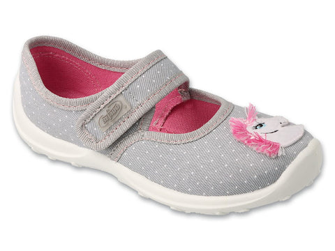 Befado Gray Daycare Slippers / Sneakers with Unicorn Patch - BOOGY | 661X073