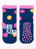YO! Girls' Dark Blu Ankle Socks with ABS and Dot Pattern | SKA-0021G-DB