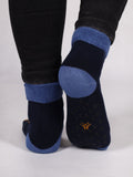 YO! Boys' Navy Blue Ankle Socks with Animal Embroidery and ABS | SKF-0005C-A20