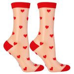 Women's Transparent Ankle Socks with Hearts Pattern | CSL200-902-R