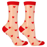 Women's Transparent Ankle Socks with Hearts Pattern | CSL200-902-R