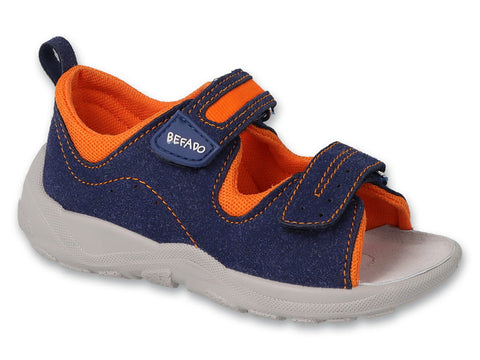 Befado Dark Blue / Orange Leather Sandals FLY | 721X024