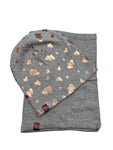 Girls' Light Beanie with Golden Hearts Pattern and Tube Scarf Set ~2-6 years | SERCA2