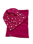 Girls' Beanie with Golden Hearts Pattern and Tube Scarf Set ~2-6 years | SERCA