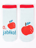 YO! Girls' Light Blue Ankle Socks with ABS and Apple Embroidery | SKA-0021G-LB1