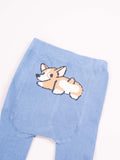 YO! Boys' Blue Cotton Crawling Tights with ABS on Feet and Knees | RAB-0025C-CORGI