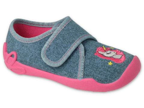 Befado Gray Daycare Slippers / Sneakers with Unicorn Pattern - BLANCA | 122X016