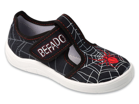 Befado Black School-Daycare Slippers / Sneakers Spider TIM | 911X025