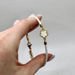 Five Leaf Flower Leather Braided Bracelet | DOT-410
