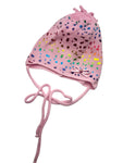 Girls' 100% Cotton Tied Beanie with Multicolor Pattern ~0-6 months | PERFECT