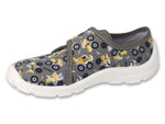 Befado Gray Daycare Slippers with Cars Pattern / Sneakers SPEEDY | 974X552N