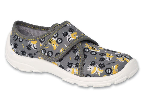 Befado Gray Daycare Slippers with Cars Pattern / Sneakers SPEEDY | 974X552N
