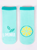 YO! Girls' Green Ankle Socks with ABS and Lime Embroidery | SKA-0021G-LIGR