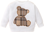 Cream White Sweatshirt and Pants Set with Bear Patch | GBH-12