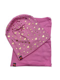 Girls' Beanie with Golden Hearts Pattern and Tube Scarf Set ~2-6 years | SERCA