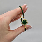 Five Leaf Flower Leather Braided Bracelet | DOT-410