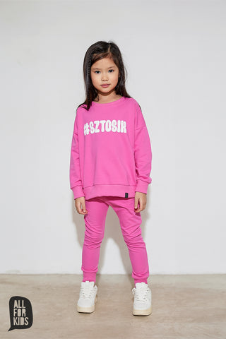 All For Kids Girls' Pink Sweatshirt with Funny Print - #SZTOSIK | S-160