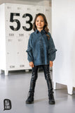 All For Kids Girls' Black Eco Leather Leggings | S-156