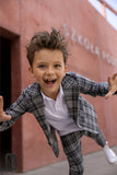 All For Kids Boys' Gray Plaid Blazer | S-154