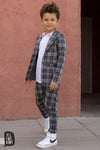 All For Kids Boys' Gray Plaid Blazer | S-154