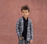 All For Kids Boys' Gray Plaid Blazer | S-154