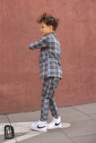 All For Kids Boys' Gray Plaid Blazer | S-154