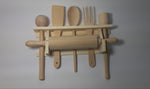 Kitchen Wall Mount Wooden Utensil Set  | 104SetOf7