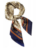 Chain Print Silky Feel Navy Blue Scarf - 70×70 cm Square Bandana | BD-10