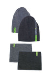 Boys' Double Sided Gray and Graphite Beanie and Tube Scarf Set | 42/597