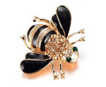 Golden Stainless Steel Bee Brooch with Zirconias - Broszka | BR00744