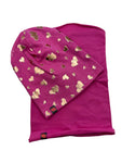 Girls' Light Beanie with Golden Hearts Pattern and Tube Scarf Set ~2-6 years | SERCA2