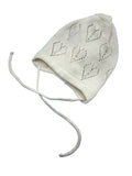 Girls' 100% Cotton Tied Beanie with Embroidered Hearts ~0-12 months | AND