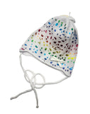 Girls' 100% Cotton Tied Beanie with Multicolor Pattern ~0-6 months | PERFECT