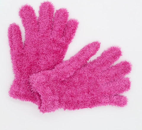 Women's / Big Girl Dark Pink Fuzzy Gloves | 3296MF-DP