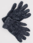 Women's / Big Girl Gray Fuzzy Gloves | 3296MF-G