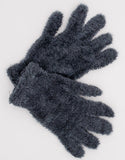 Women's / Big Girl Gray Fuzzy Gloves | 3296MF-G