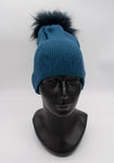 Women's / Teenager Blue Beanie with Pompom | 299C216-B