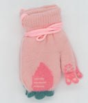 Light Pink Kids Veggie Winter Mittens with String | D253-LP