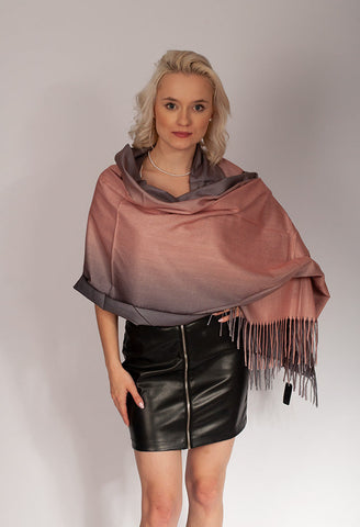 Soft Ombre Scarf A'la Cashmere with Fringes | 0792BE-P
