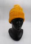 Women's / Teenager Insulated Mustard Beanie with Fluffy Pompom | HAL-155-MUY