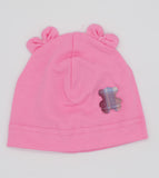 Newborn Pink Beanie with Bow Ears and Bear Patch -0-12 months| HAL-236-P