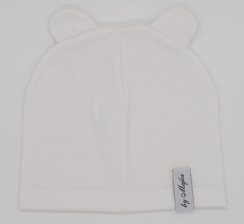 White Beanie with Ears ~0-12 Months | 26C2206-W
