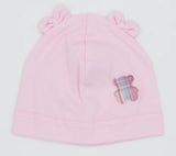 Newborn Light Pink Beanie with Bow Ears and Bear Patch -0-12 months| HAL-236-LP