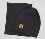 Dark Gray Beanie and Tube Scarf with Patch | 17AD58-DG