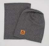 Gray Beanie and Tube Scarf with Patch | 17AD58-G