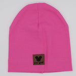 Pink Girls' Ribbed Beanie with Patch | 20C0658-P