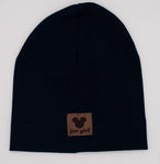 Dark Blue Girls' Ribbed Beanie with Patch | 20C0658-DB