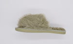 Womens Open Toe Light Green Slippers with Fluffy Cuff | 36P-LGR