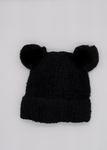 Black Girls' Minky Beanie with Two Pom-Pom ~ 2-6 years | 083-BL